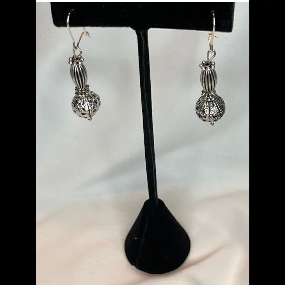 Silver-Tone Beaded Earrings with Kidney Wired Backs